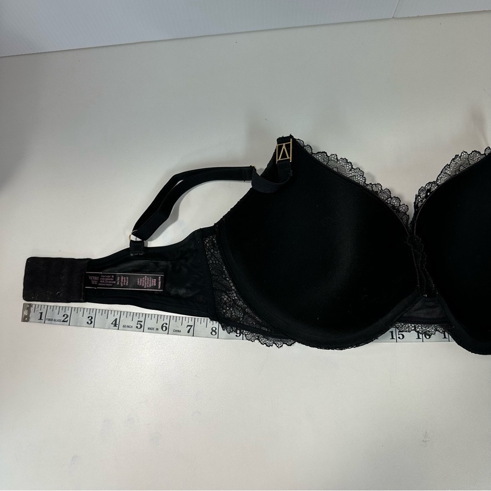 Victoria’s Secret Black Lace Gold Logo Very Sexy Uplift Plunge Sz 34DDD - Picture 10 of 12
